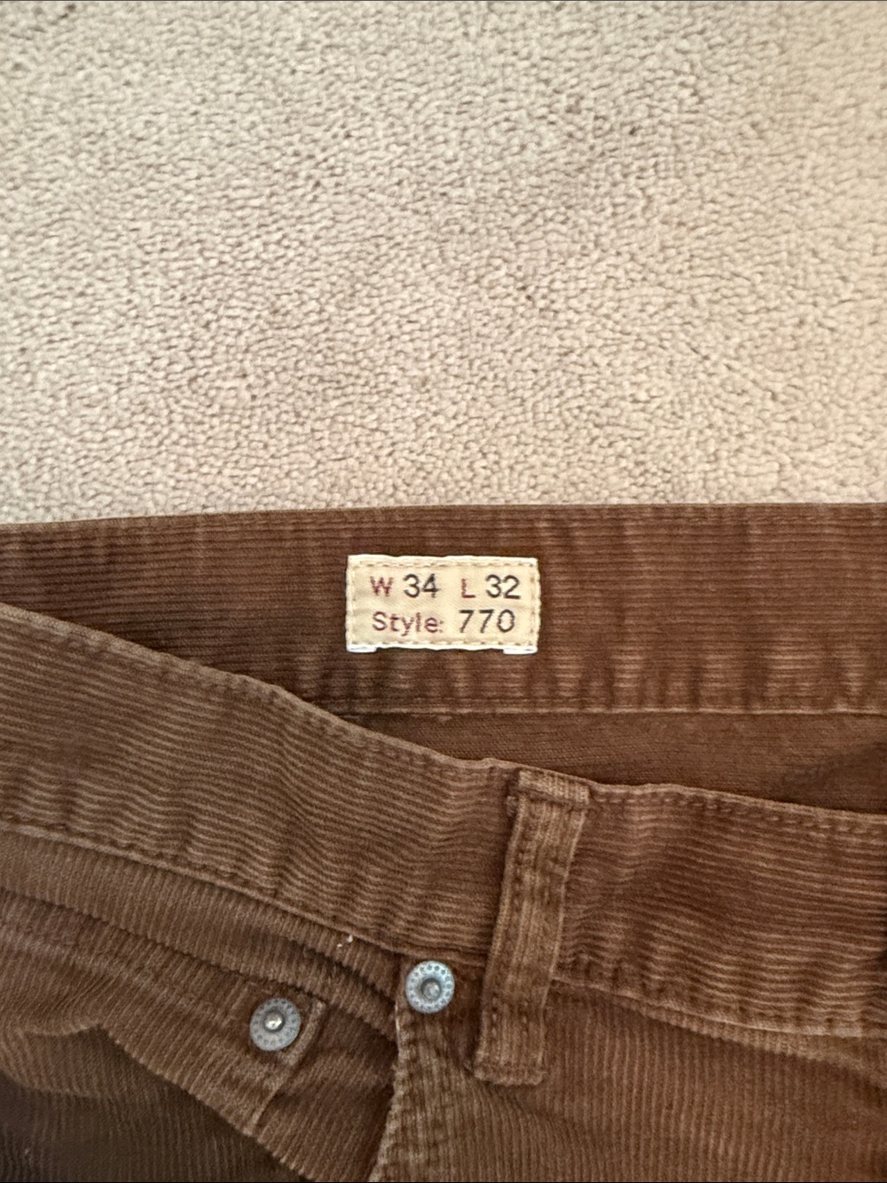 Brown Corduroy Straight-Leg Pants - Picture 4 of 7